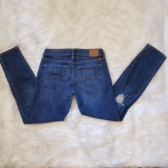 Lucky Brand Sienna Cigarette Skinny Denim Jeans Size 00 Low Rise 24 distressed - Picture 4 of 6